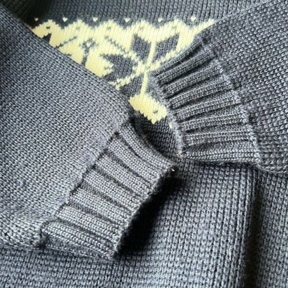 TIROL Sweater Mens L Navy White Wool Blend Nordic Snowflake Pullover Vintage - Picture 3 of 11